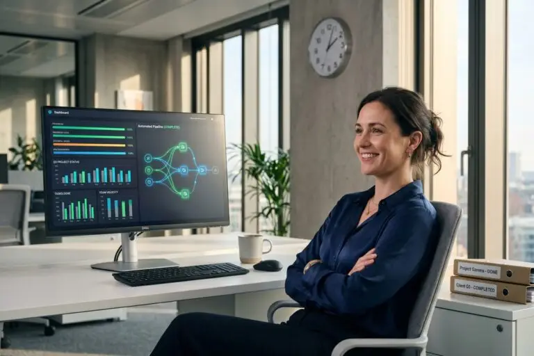 Bar chart showing AI automation time savings statistics for businesses