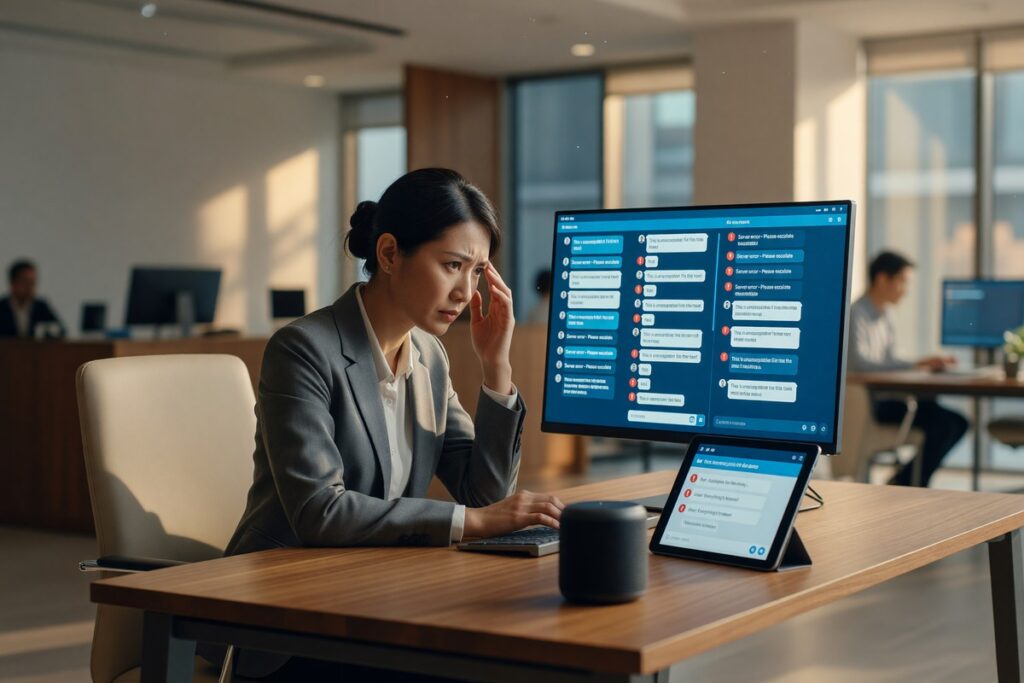 AI chatbot customer service setup on a computer screen with chat interface