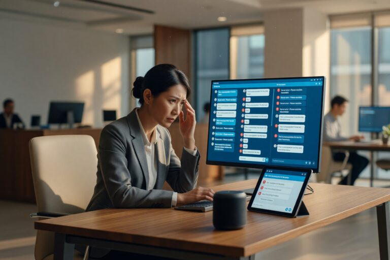 AI chatbot customer service setup on a computer screen with chat interface