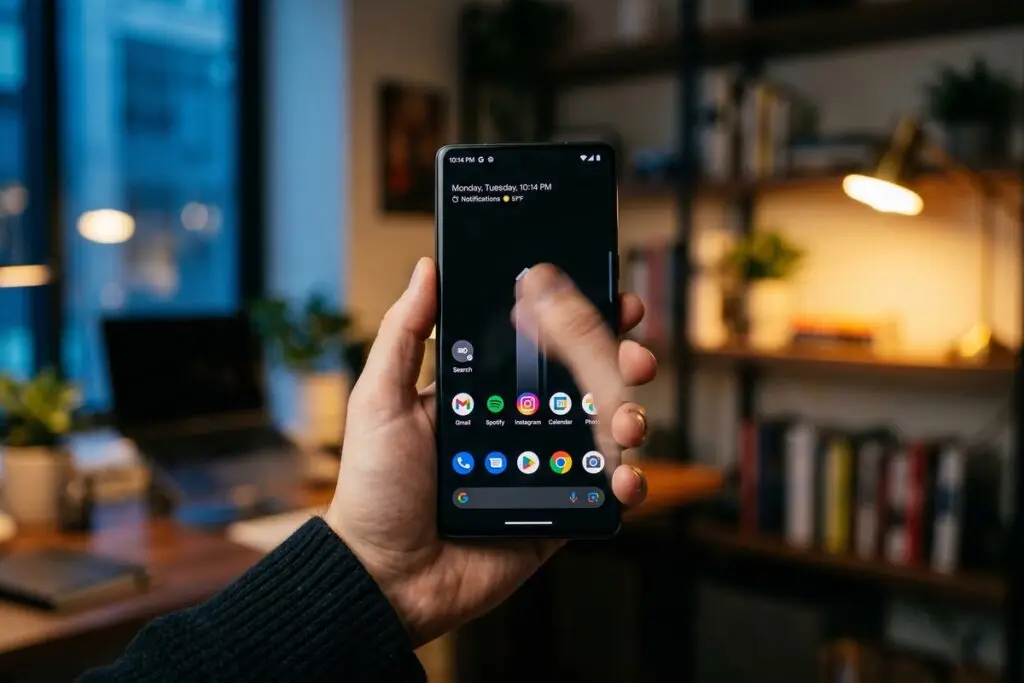 Android phone screen showing gesture navigation and shortcut settings for power users