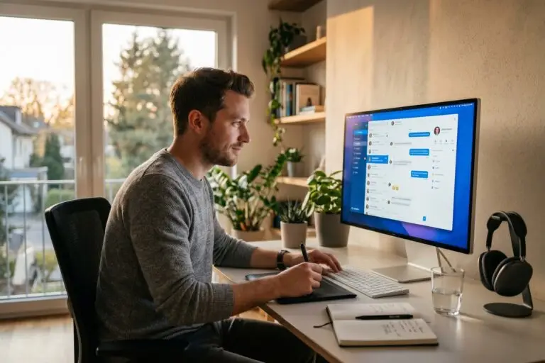 Step-by-step client messaging system setup dashboard on a laptop screen