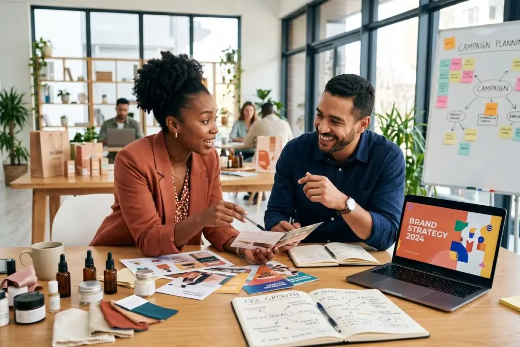 Two brands collaborating on a co-marketing strategy to expand digital reach
