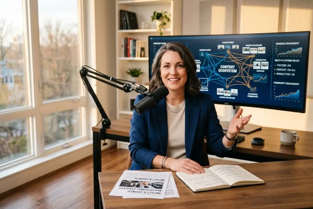 Thought leader expanding content syndication reach across multiple digital platforms