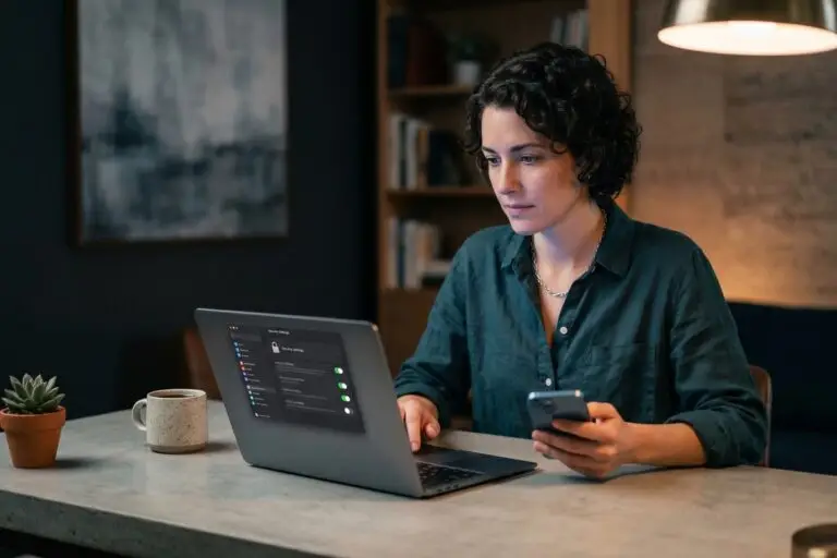Beginner setting up device encryption on a laptop to protect personal data