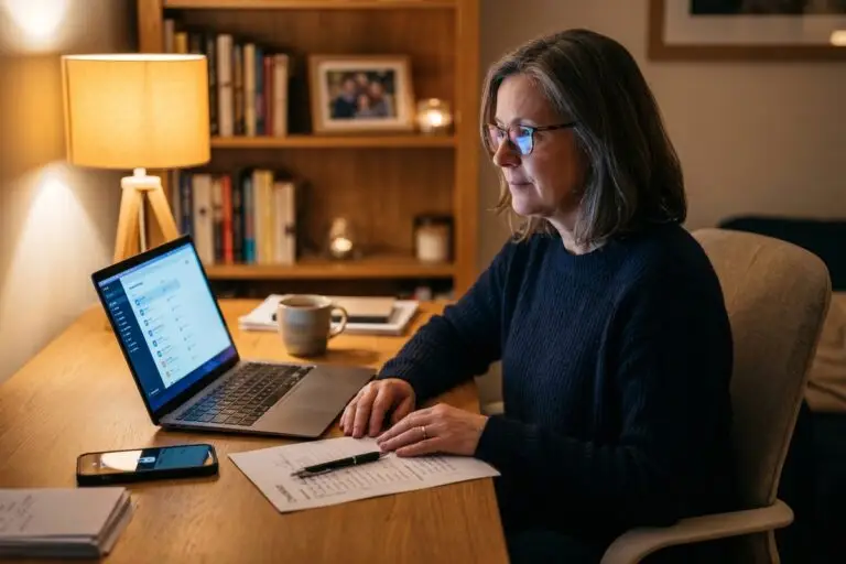A digital security checklist for managing online accounts after death with a laptop and lock icon