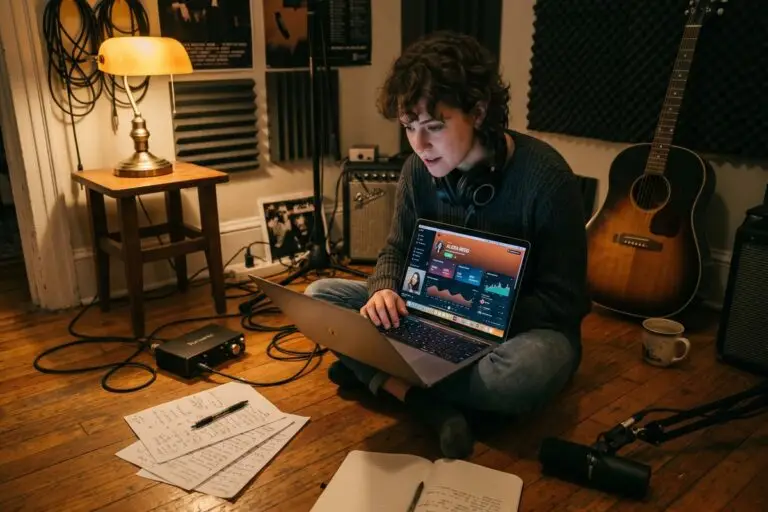 Independent musician performing and building digital reach across online platforms