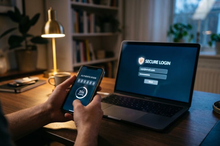 Person setting up two-factor authentication on a smartphone for the first time