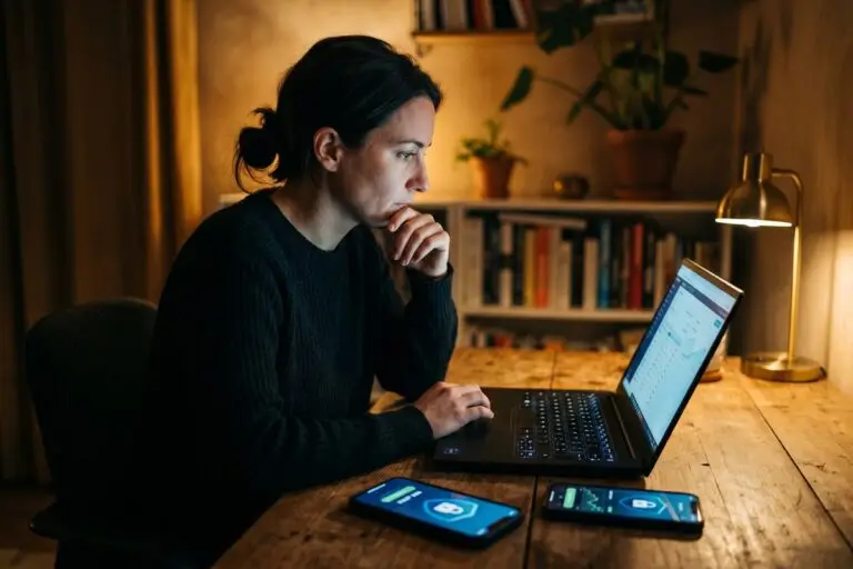 Side-by-side comparison of paid vs free VPN options on a laptop screen