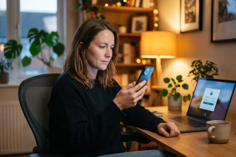 Side-by-side comparison of a phone built-in password manager and a dedicated password manager app on a smartphone screen