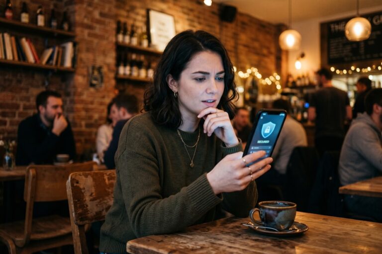 Person using a VPN on their smartphone for secure mobile browsing